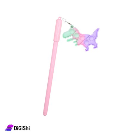 Blue Ink Pen With Pop it Dinosaur - Pink , Mauve and Tiffany