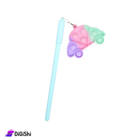 قلم حبر أزرق مع Pop it سيارة - أزرق فاتح