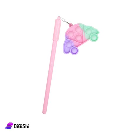 Blue Ink Pen With Pop it Car - Pink