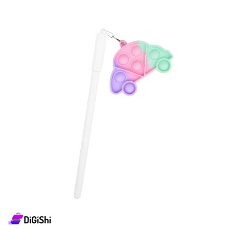 قلم حبر أزرق مع Pop it سيارة - أبيض