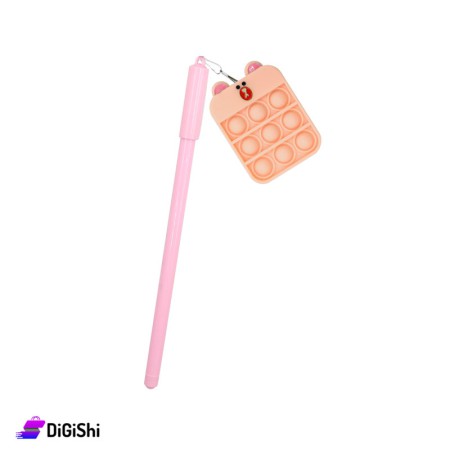 قلم حبر أزرق مع Pop it فأر- برتقالي