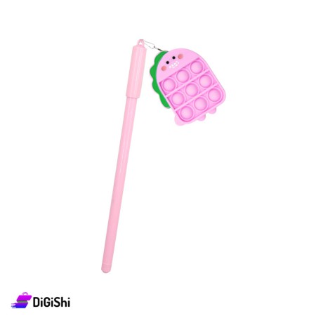 Blue Ink Pen with Pop it Dinosaur - Pink