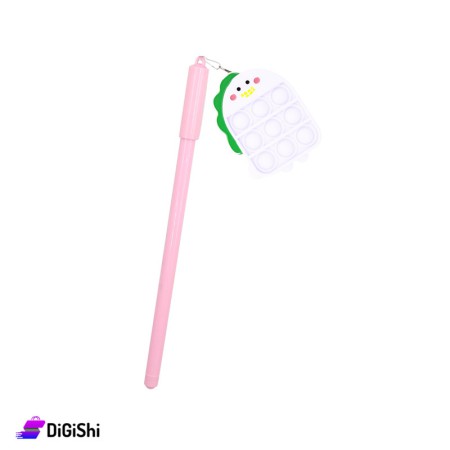 Blue Ink Pen with Pop it Dinosaur - White & Pink