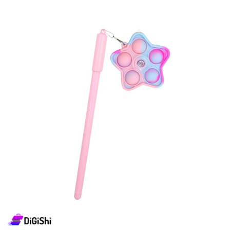 قلم حبر أزرق مع Pop it سبينر شكل نجمة - زهر