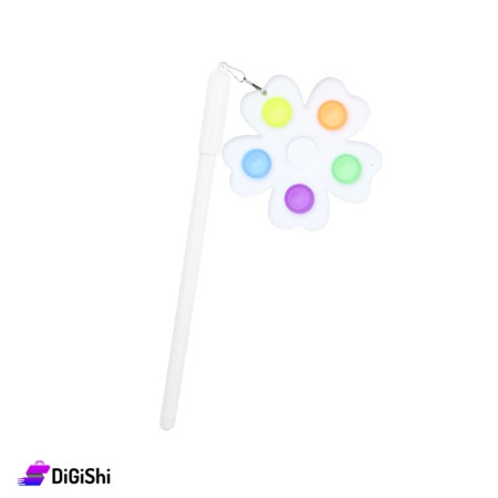 Blue Ink Pen with Pop it Spinner Rose - White