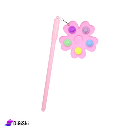 Blue Ink Pen with Pop it Spinner Rose - Pink