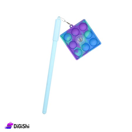 Blue Ink Pen with Pop it Spinner Square - Light Blue