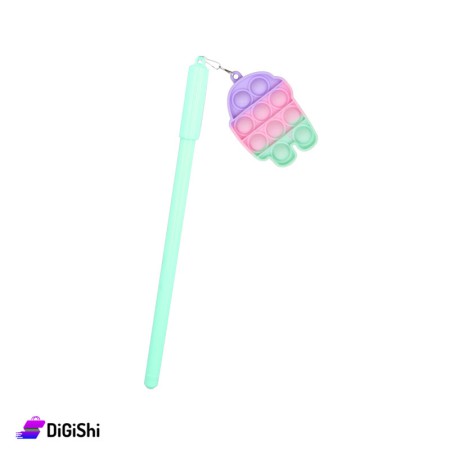 Blue Ink Pen with Pop it Bear - Light Green