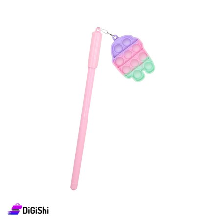 قلم حبر أزرق مع Pop it دب - زهر