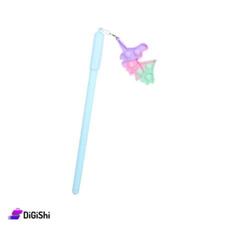 قلم حبر أزرق مع Pop it يونيكورن - أزرق