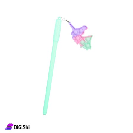 Blue Ink Pen with Pop it Unicorn - Light Green