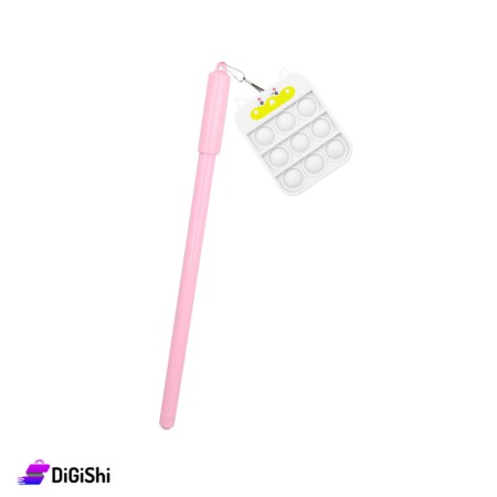 قلم حبر أزرق مع Pop it قطة - أبيض