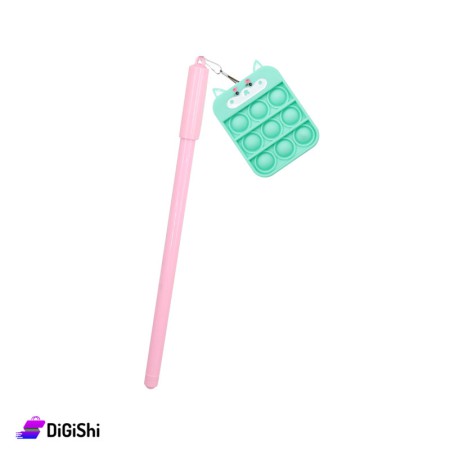 قلم حبر أزرق مع قطة  Pop it - أخضر فاتح وزهر
