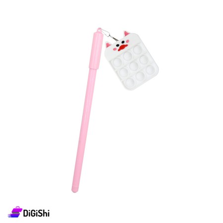 Blue Ink Pen with Pop it Mouse - White & pink