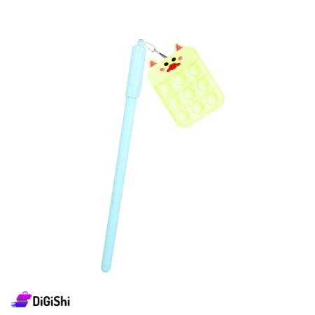 Blue Ink Pen with Pop it Mouse - Yellow
