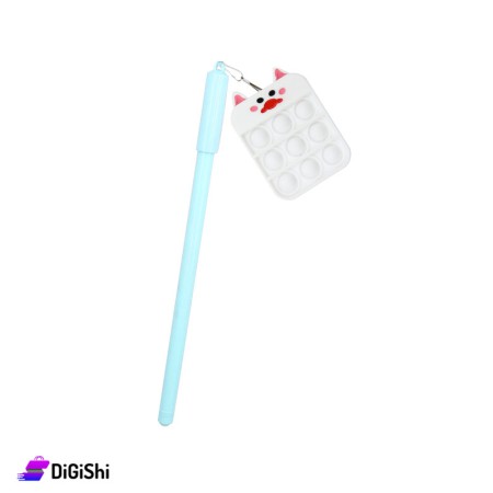 Blue Ink Pen with Pop it Mouse - White & Tiffany