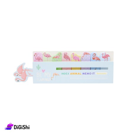 Flamingo Sticky Bookmark Sheets - Blue