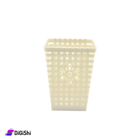 Shahd Plast Small square plastic basket - Beige