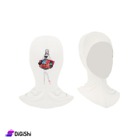 Hijab Two Pieces For Girls With Women drawing - White