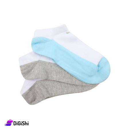 Al Samah Set Of Shin Girl's Socks (gray and light blue)