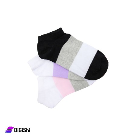 Al Samah Set Of Shin Girl's Socks Gray pinstripe