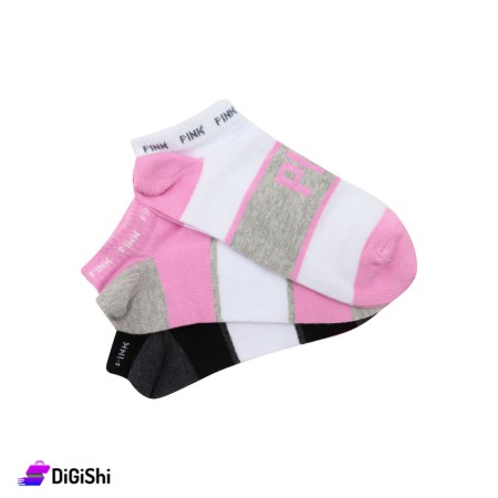 Al Samah Set Of Shin Girl's Socks (black, pink and white)