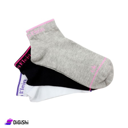 Al Samah Set Of Women Socks Calvin Klein Design - Grey black and white