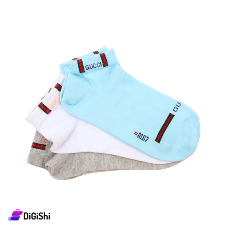 Al Samah Set Of Girl's Short Socks With two lines on the edges