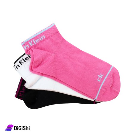 Al Samah Set Of Women Socks Calvin Klein Design - Fuchsia black and white
