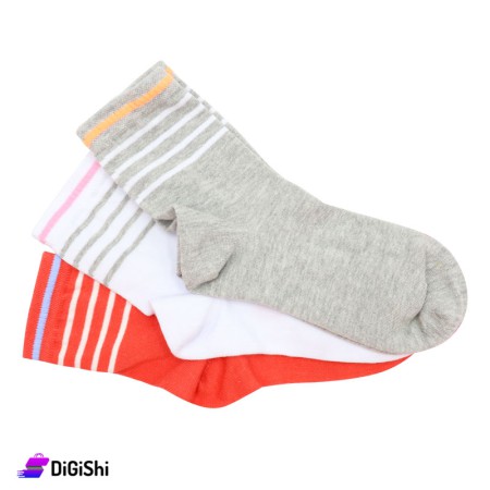 Al Samah Cotton Girl's Long Socks Set Striped - Group 1