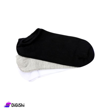 Al Samah Cotton Men Shin Plain Colored Socks Set - 3 Pairs