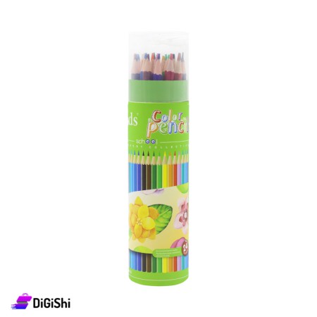 V needs Set Of Long Color Pencils 24 Pcs - Green Case