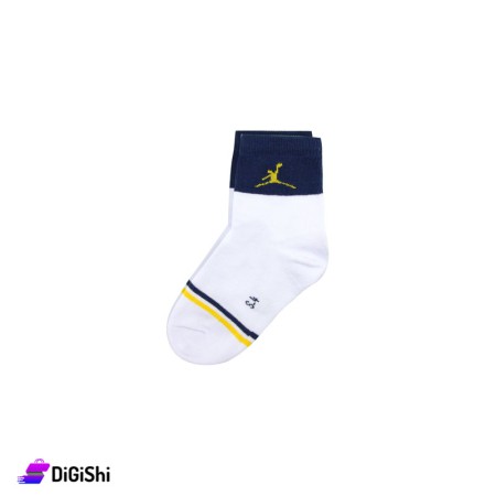 Zox Cotton Children Medium Socks - White and Navy