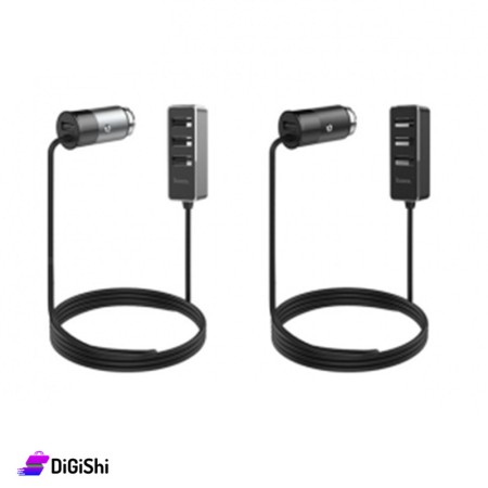 HOCO Z17A four ports car charger with extender black and gray