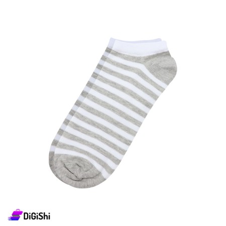 جوارب قطن رجالية ساق قصير مخططة ZOX - رمادي