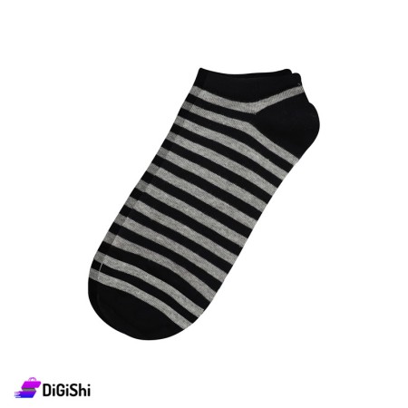 ZOX Cotton Men's Short Striped Socks - Black