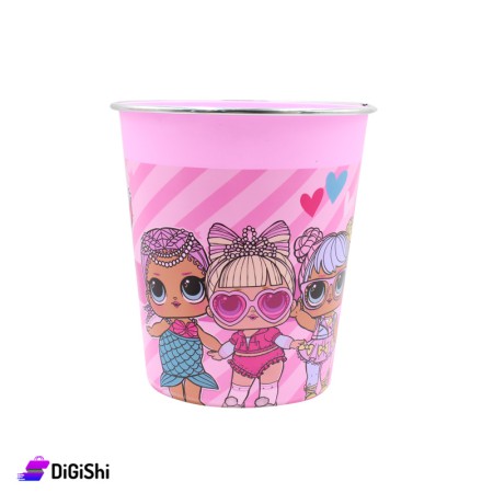 SUPER STAR Lol Surprise Plastic wastebasket with Silver Edge - Pink