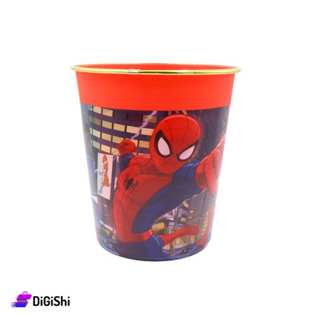SUPER STAR Spider Man Plastic wastebasket with Golden Edge - Red