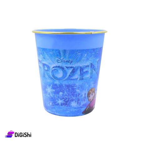سلة مهملات بلاستيكية بحافة ذهبية SUPER STAR رسمة Frozen - أزرق