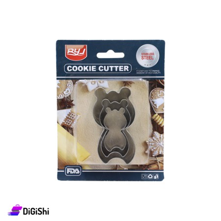 Set Of Three Stainless Steel Cookie Cutters Teddy Bear Shape