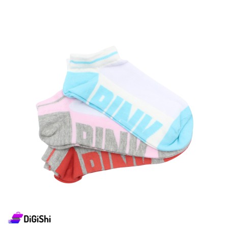 مجموعة جوارب بناتية قصيرة كتابة PINK  السماح - مجموعة 2
