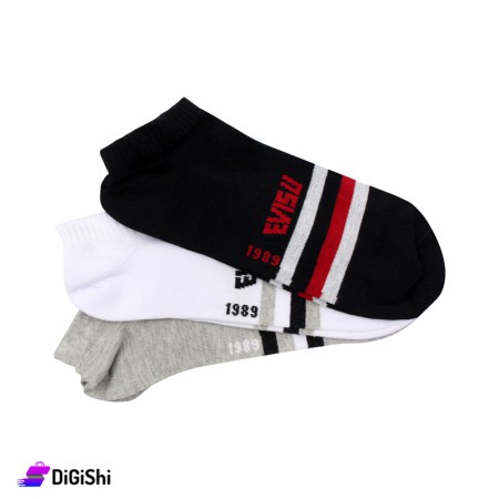 Al Samah Cotton Men Short Socks Set EVISU edition - classic colors