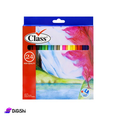 مجموعة أقلام ألوان خشب طويلة 24 قلم Class