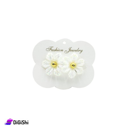 Pair of Flower Hair Ties - White