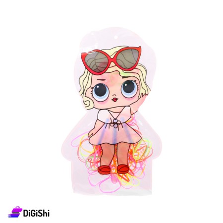 Silicon Hair Ties Set with Case Girl Drawing