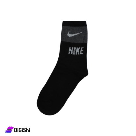جوارب قطن بشكير رجالي ساق طويل شعار Nike ZOX Plus - أسود
