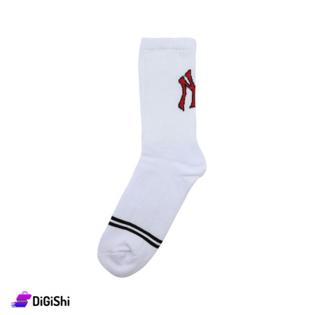 ZOX Plus Men's Cotton Long Leg Socks Yankees Logo - White