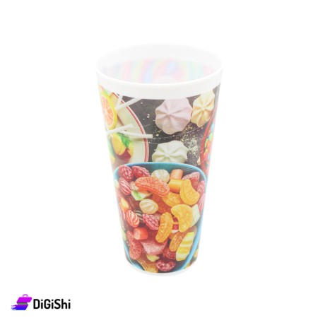 وعاء بلاستيك للبوشار SUPER STAR رسمة سكاكر