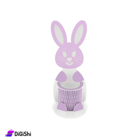 مقلمة مكتبية خشبية شكل أرنب - موف فاتح