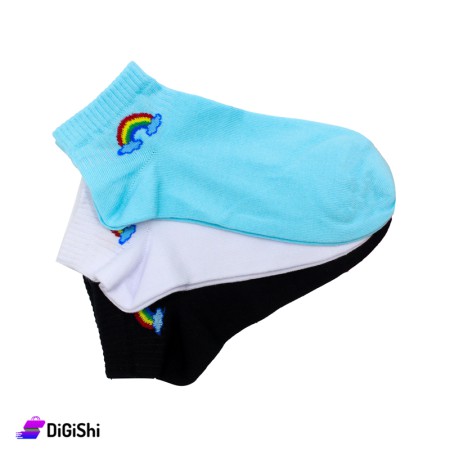 Al Samah Set Of Girl's Short Socks Rainbow Drawing